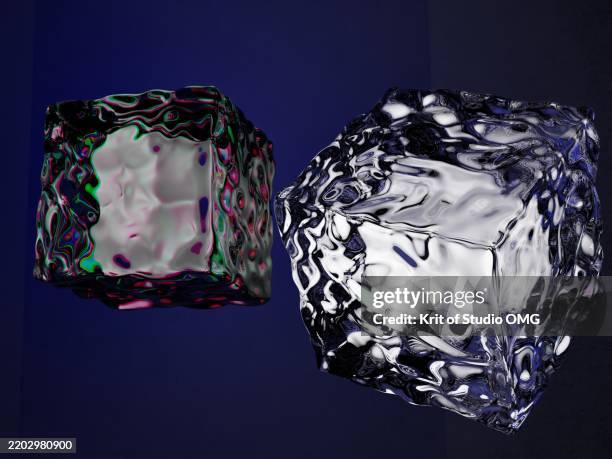 twin energy crystals – sci-fi power elements - ice atom stock pictures, royalty-free photos & images