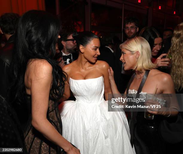 Kylie Jenner, Kim Kardashian, and Selma Blair attend the 2025 Vanity Fair Oscar Party Hosted By Radhika Jones at Wallis Annenberg Center for the...