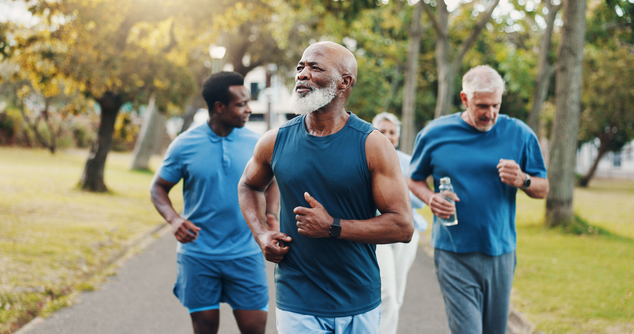 sporty men running