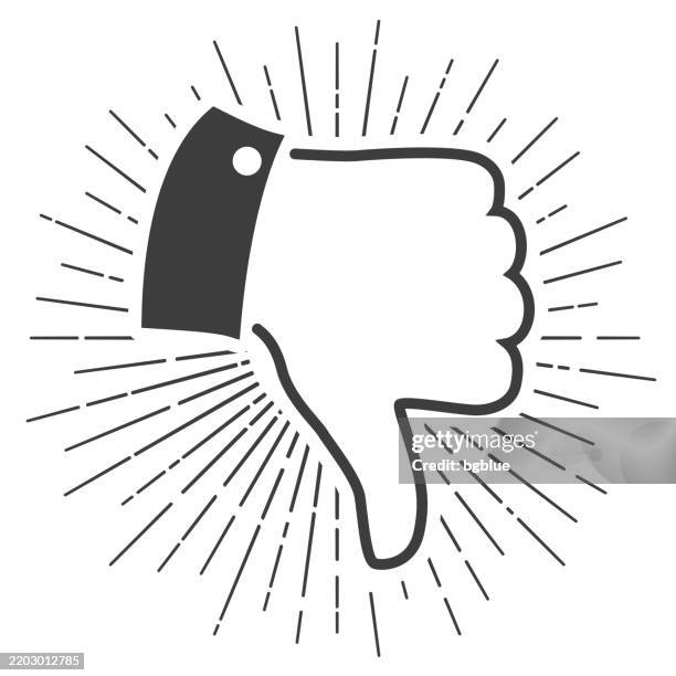 thumbs down. icon with sunbursts on white background - thumbs down white background stock illustrations