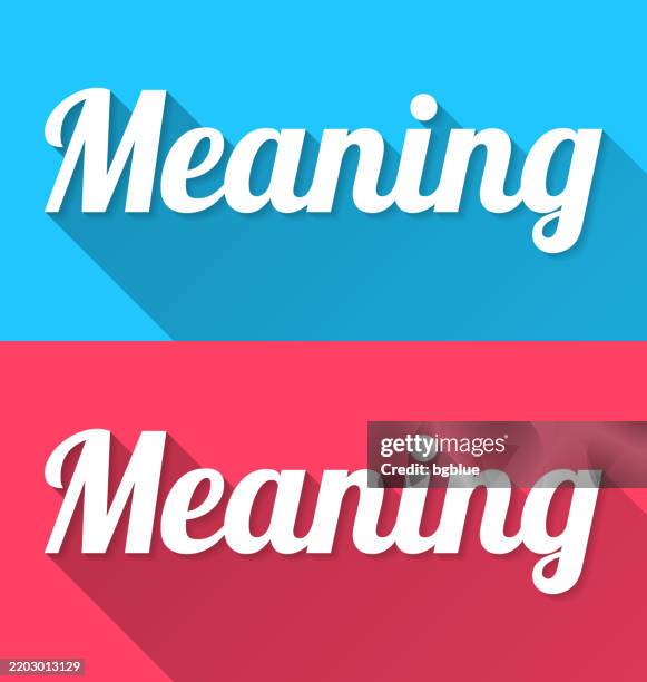 meaning - flat design with long shadow on blue and red background - meaningful stock illustrations