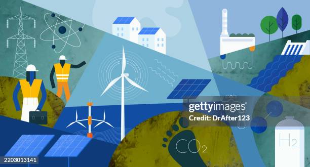 bildbanksillustrationer, clip art samt tecknat material och ikoner med creating greener future for planet - förnybar energi