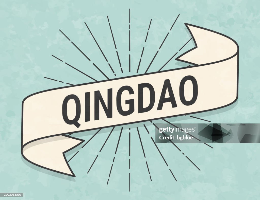 Qingdao - Banner in retro vintage style - Old textured paper