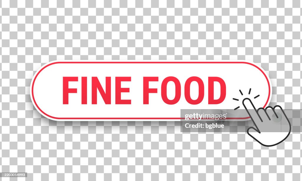 Simple Food Button Fine Food 3d Click Web Button With Hand Cursor On Blank Background High ...