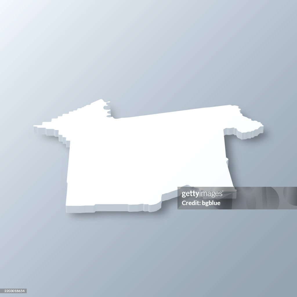 Rapides Parish, Louisiana. 3D Map on gray background