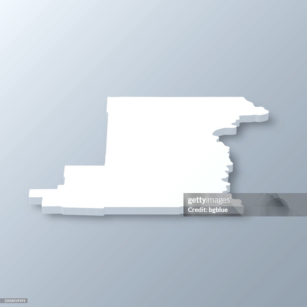 Contea di Benton, Oregon. Mappa 3D su sfondo grigio