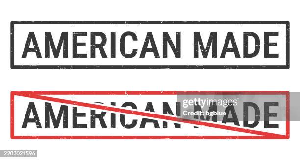 american made - rubber stamps with crossed out stamp on white background - made in usa logo stock illustrations