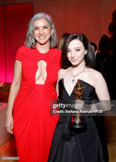 Radhika Jones, Editor-in-Chief of Vanity Fair and Mikey Madison attend the 2025 Vanity Fair Oscar Party Hosted By Radhika Jones at Wallis Annenberg...