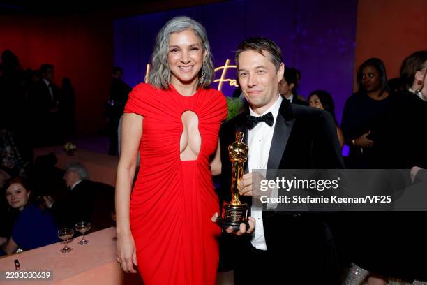 Radhika Jones, Editor-in-Chief of Vanity Fair and Sean Baker attend the 2025 Vanity Fair Oscar Party Hosted By Radhika Jones at Wallis Annenberg...