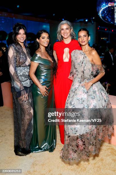 Richa Moorjani, Lilly Singh, Radhika Jones and Poorna Jagannathan attend the 2025 Vanity Fair Oscar Party Hosted By Radhika Jones at Wallis Annenberg...