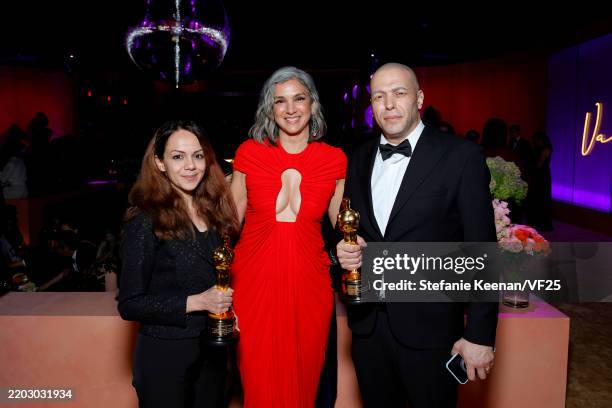 Shirin Sohani, Radhika Jones, Editor-in-Chief of Vanity Fair, and Hossein Molayemi attend the 2025 Vanity Fair Oscar Party Hosted By Radhika Jones at...