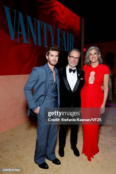 Andrew Garfield, Guy Pearce, and Radhika Jones, Editor-in-Chief of Vanity Fair attend the 2025 Vanity Fair Oscar Party Hosted By Radhika Jones at...