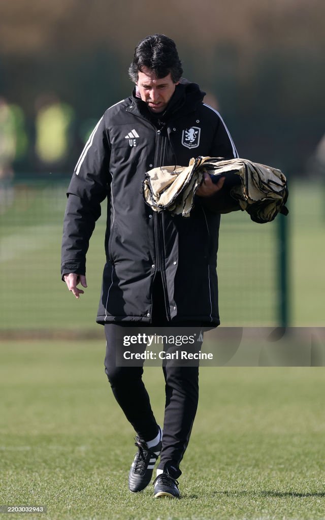 Aston Villa FC Training Session And Press Conference - UEFA Champions League 2024/25 Round of 16 First Leg