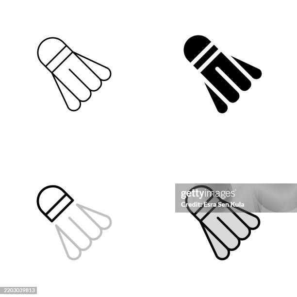 badminton shuttlecock universal icon design in four styles with editable stroke. line, solid, flat line, and duotone line. suitable for web page, mobile app, ui, ux, and gui design. - tennis net white background stock illustrations