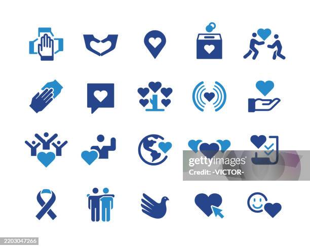 charity icons - classic graphic series - customer service color icons stock illustrations