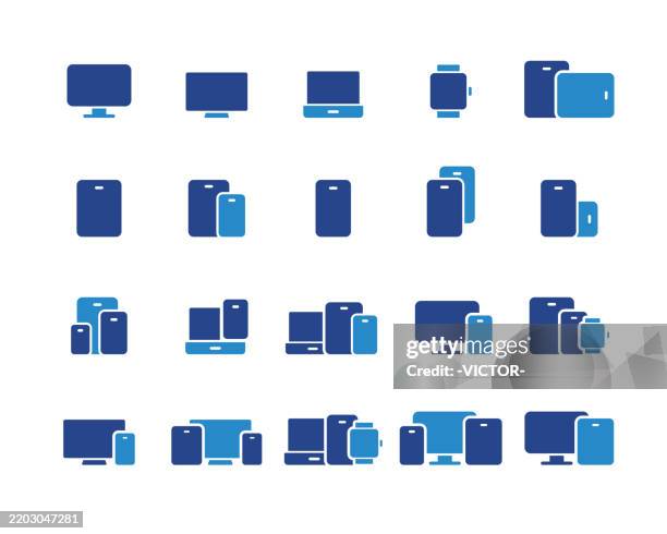 devices icons - classic graphic series - padding stock illustrations