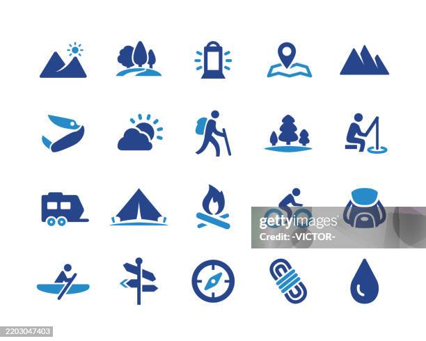 ilustrações, clipart, desenhos animados e ícones de ícones de viagem e atividades ao ar livre - série gráfica clássica - trilha passagem de pedestres