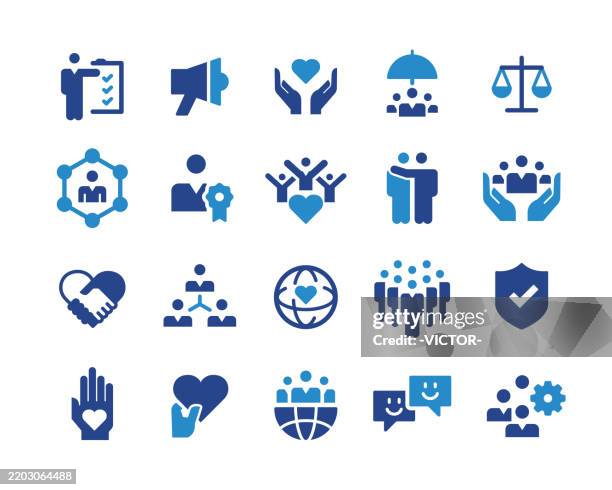 stockillustraties, clipart, cartoons en iconen met social responsibility icons - classic graphic series - samen