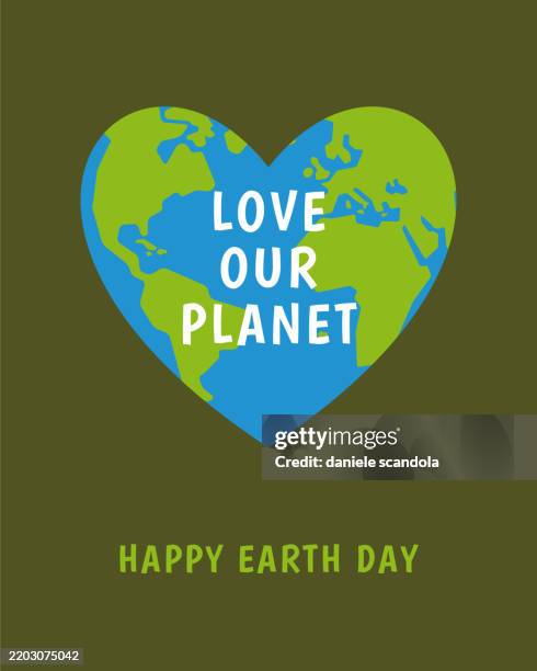 earth day illustration with planet in the heart. - beauty science stock illustrations