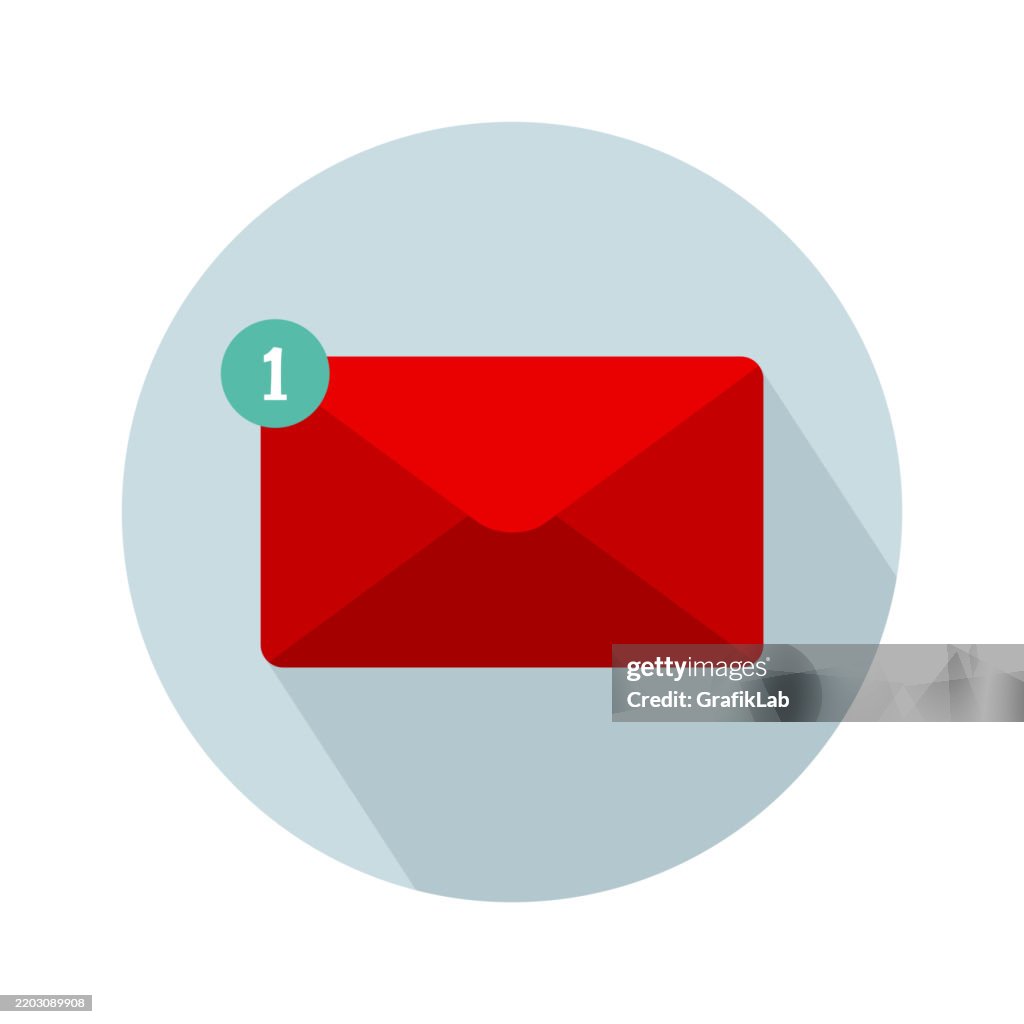 Red Envelope Icon with Message Notification Symbol Simple Design