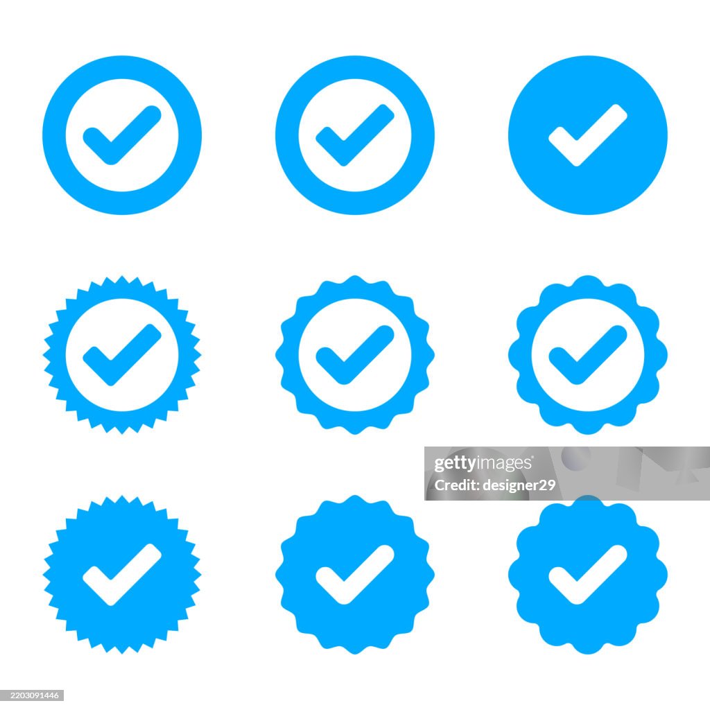Verified account icon set vector design