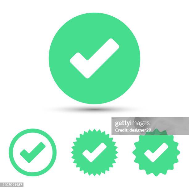 verified account icon set vector design - green tick icon stock illustrations
