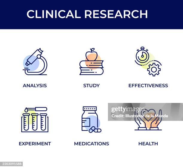 clinical research icon set - medical sample stock illustrations