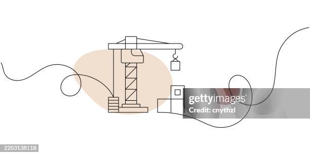 continuous line drawing of construction icon. hand drawn symbol vector illustration. - construction-project-icon stock illustrations