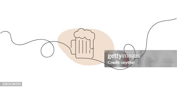 durchgehende strichzeichnung des craft-beer-symbols. handgezeichnete symbol-vektor-illustration. - lagerbier stock-grafiken, -clipart, -cartoons und -symbole