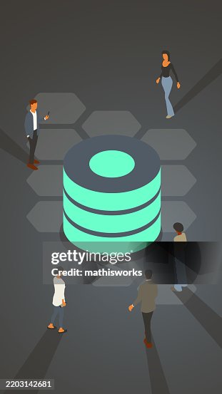 Data symbol with people Data symbol with people