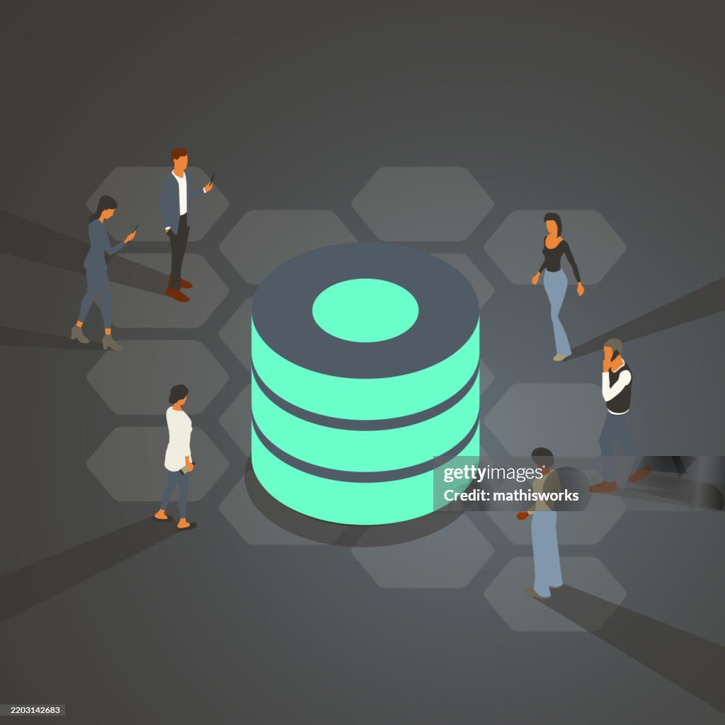 Data Symbol With People High-Res Vector Graphic - Getty Images