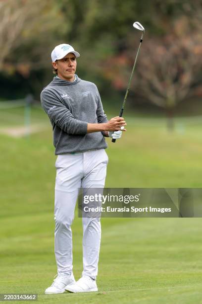 Carlos Ortiz of Mexico plays an approach shot during on day one of LIV Golf Hong Kong at The Hong Kong Golf Club on March 7, 2025 in Hong Kong, China.