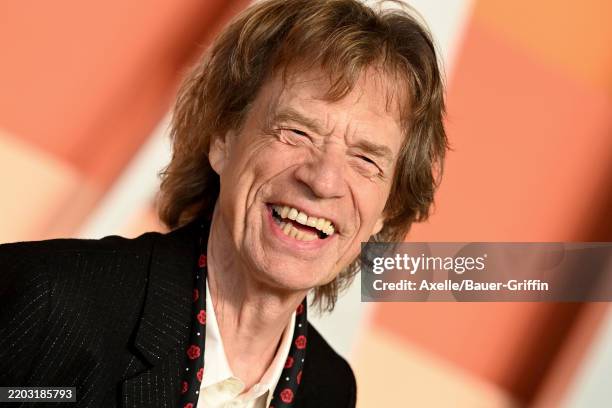 Mick Jagger attends the 2025 Vanity Fair Oscar Party Hosted By Radhika Jones at Wallis Annenberg Center for the Performing Arts on March 02, 2025 in...