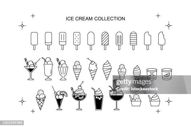 ice cream icon set. collection of linear simple web icons. - food truck graphics stock illustrations