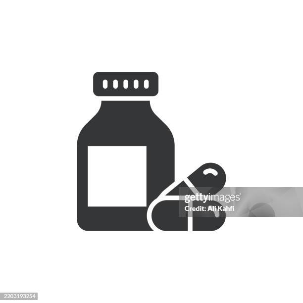 ilustraciones, imágenes clip art, dibujos animados e iconos de stock de glifo de medicina icono sólido. icono sólido que se puede aplicar en cualquier lugar, simple, pixel perfect y estilo moderno. - recipiente para las píldoras