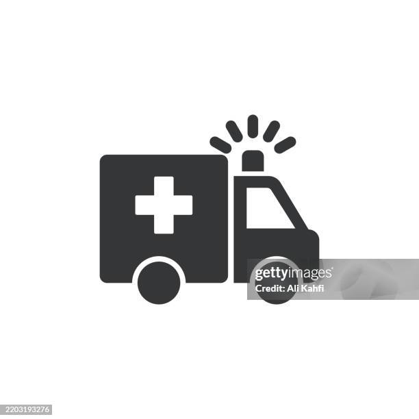 ambulance glyph solid icon. solid icon that can be applied anywhere, simple, pixel perfect and modern style. - accidental death stock illustrations