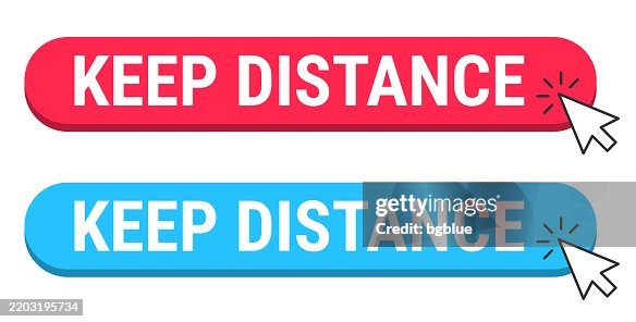 Keep Distance Red And Blue Buttons With Cursor On White Background High ...