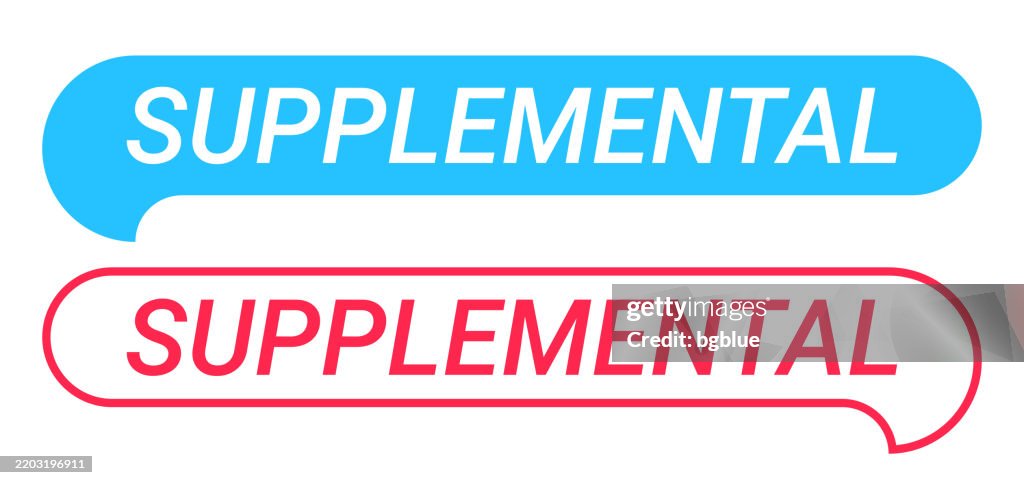 Supplemental - Blue and Red speech bubble on white background