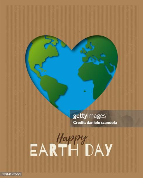 illustrations, cliparts, dessins animés et icônes de illustration du jour de la terre avec planet in the heart. - journée mondiale de la terre