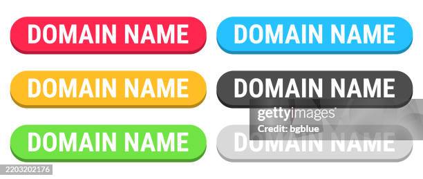 domain name - colorful 3d click web buttons on blank background - website domain stock illustrations