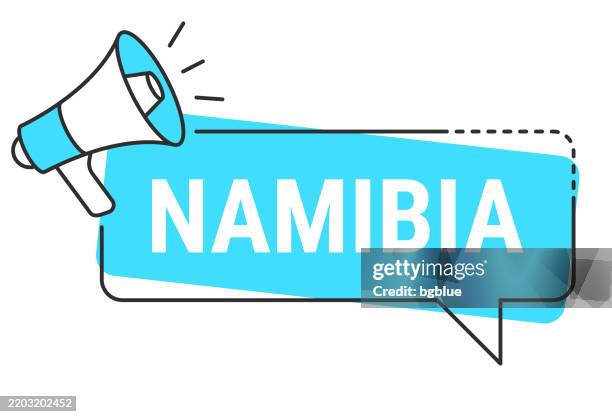 namibia - speech bubble and megaphone on white background - namibia stock illustrations