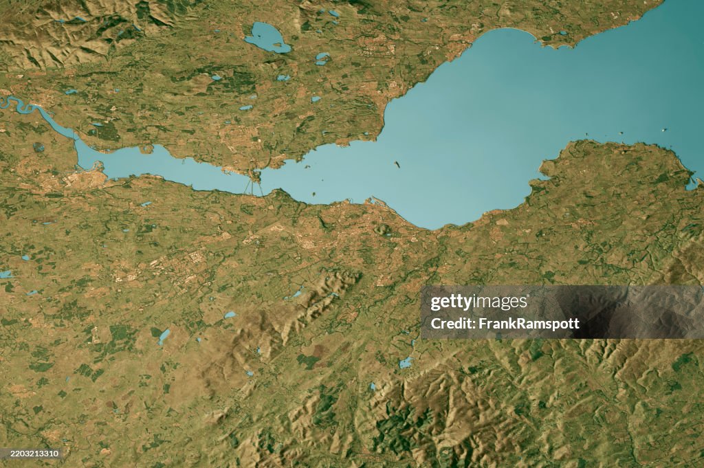 Edinburgh Satellite Topographic Map 3D Render True Color