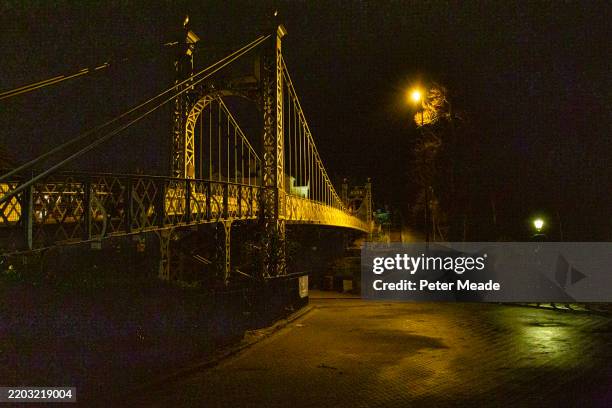 chester, the queen's park bridge at night - arch bridge stock pictures, royalty-free photos & images