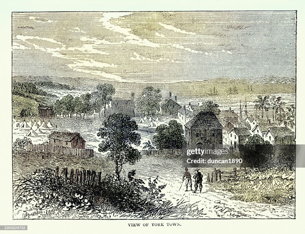 Militärgeschichte, Blick auf Yorktown, Virginia, Amerikanischer Unabhängigkeitskrieg