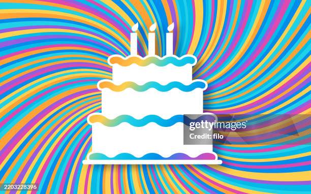 happy birthday cake colorful rainbow celebration party swirl background - cake tier stock illustrations