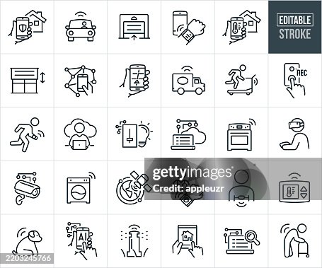 Internet Of Things Technology Thin Line Icons - Editable Stroke - Icons Include Wireless Technology, Home Automation, Home Security, Navigation, Cloud Computing, Delivery Services, Home Appliances, Health Care, IoT, IoMT Internet Of Things Technology Thin Line Icons - Editable Stroke - Icons Include Wireless Technology, Home Automation, Home Security, Navigation, Cloud Computing, Delivery Services, Home Appliances, Health Care, IoT, IoMT