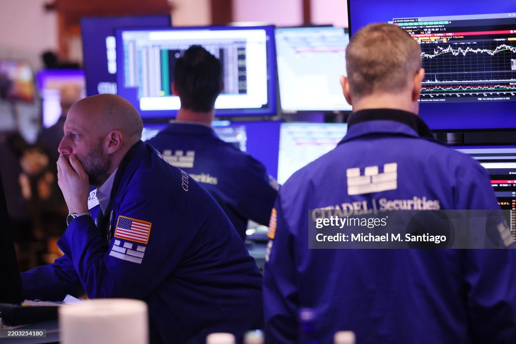 New York Stock Exchange Opens As Trump's Tariffs Set To Begin
