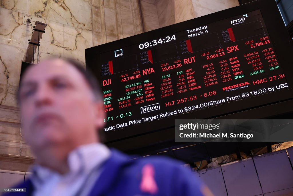 New York Stock Exchange Opens As Trump's Tariffs Set To Begin