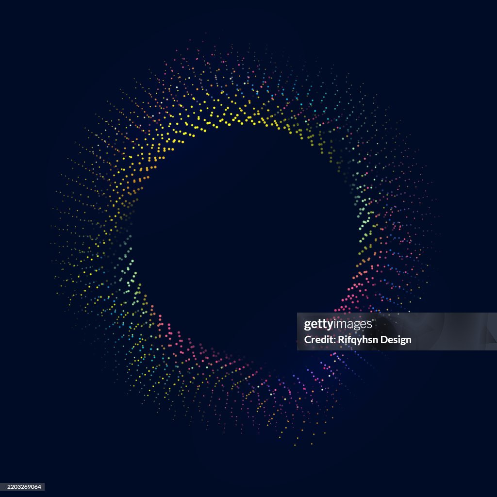 Modern futuristic science and technology of soundwave design. Abstract circle lines wave colorful red and blue gradient isolated on dark black background.