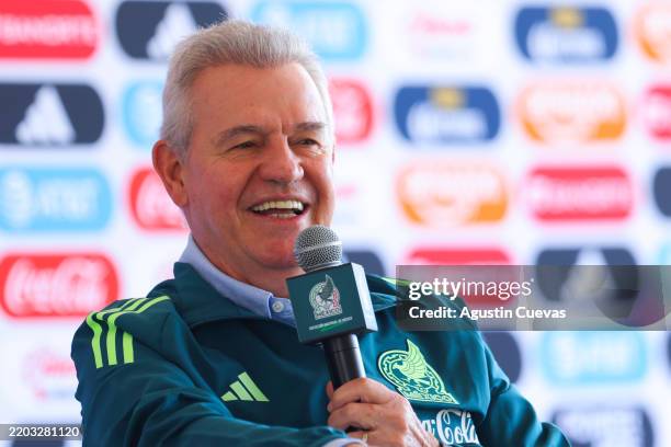 Head coach Javier Aguirre of Mexican National Team smiles during a press conference at CAR on March 04, 2025 in Mexico City, Mexico.